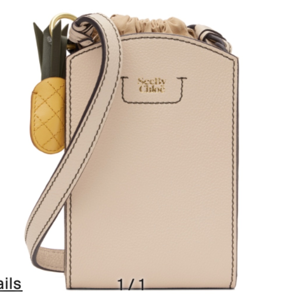 See By Chloe Cream Mini Bag with Yellow Pineapple Charm